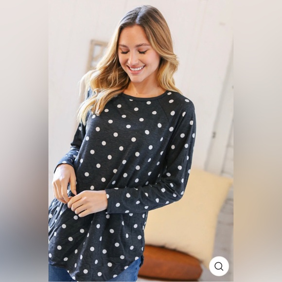 Black French Terry Polkadot Top - Picture 5 of 8